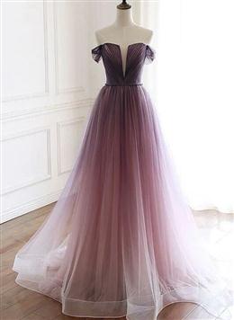 Picture of Pretty Tulle Gradient Long Formal Gown, A-line Floor Length Party Dresses